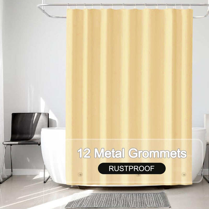 TIKABC Beige Shower Curtain Liner, 4G PEVA Shower Liner, Plastic Peva Waterproof Shower Curtains, 72x72 inch with Grommet Holes 3 Magnetic Weights - Image 3